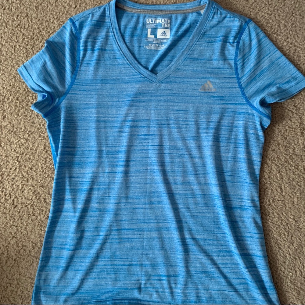 Adidas women’s blue v neck shirt
